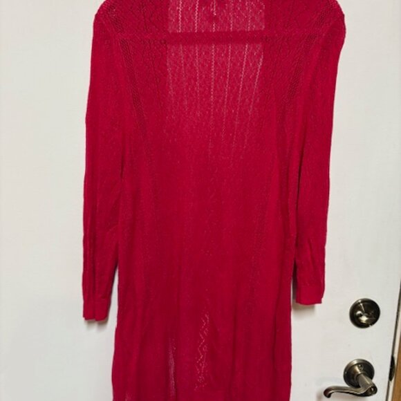 CROFT & BARROW WOMAN TRUE RED LONG OPEN LIGHTWEIGHT CARDIGAN. SZ. 1X - Picture 3 of 3